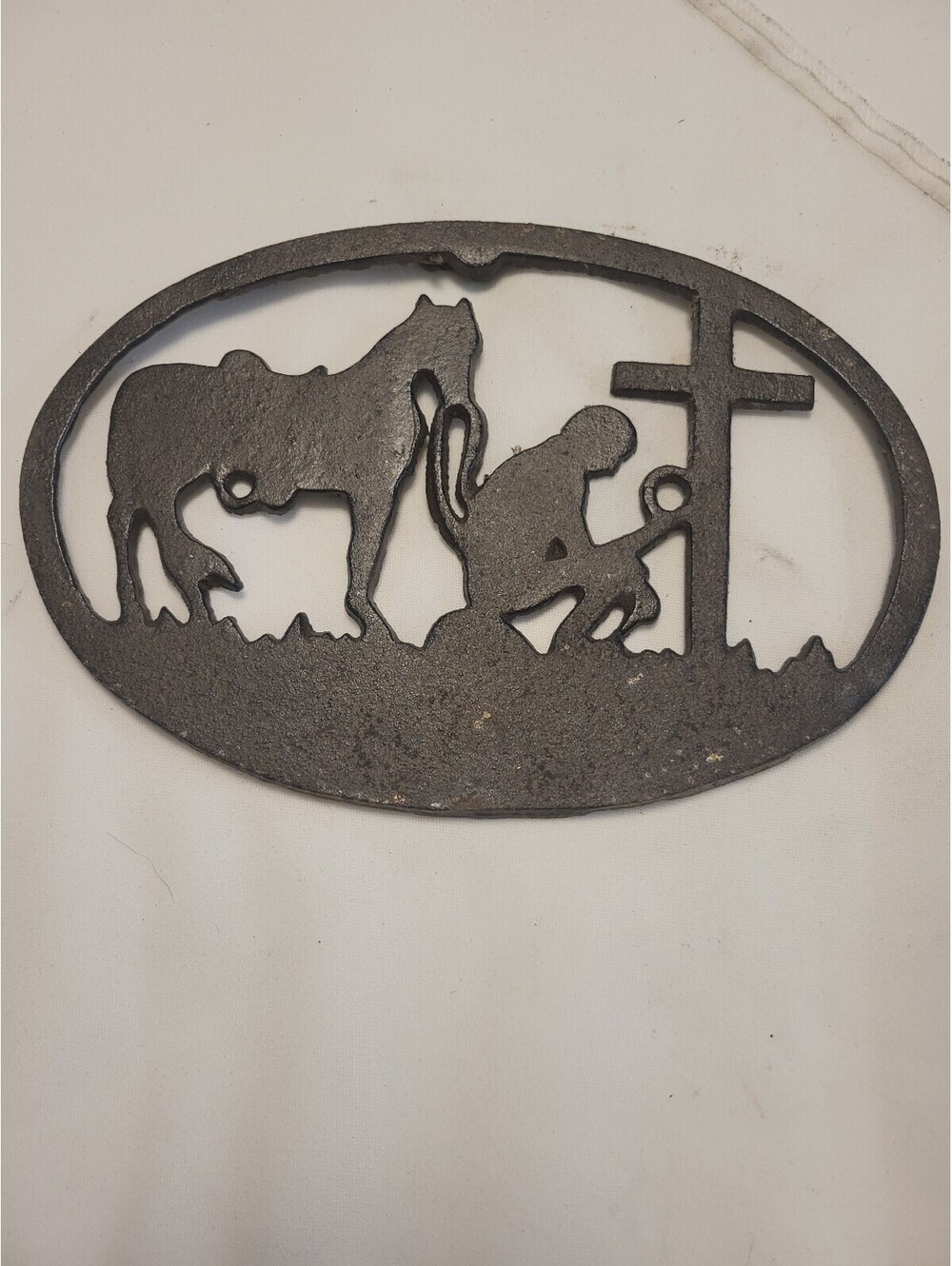 Rustic Cast Iron Farm Scene 9x6.5" Wall Hanging Sign